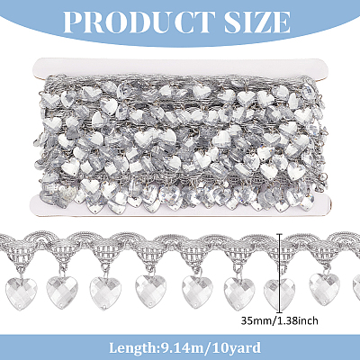 Polyester Lace Ribbon with Plastic Charms Tassel OCOR-WH0078-202A-02-1