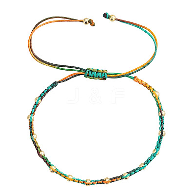 Brass Round Beads Braided Bead Bracelets CX8547-1-1
