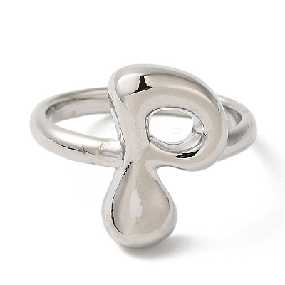 Initials Brass Open Cuff Ring for Women RJEW-N046-02P-P-1