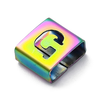 Ion Plating(IP) 304 Stainless Steel Square Slide Charms STAS-L132-20G-M-1