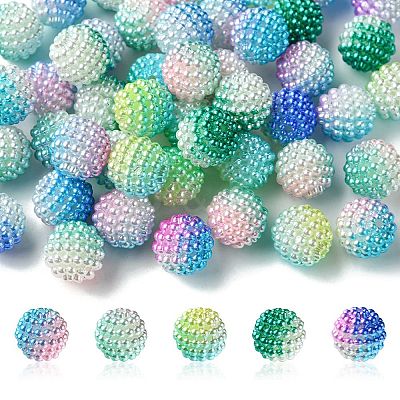 50Pcs 5 Colors Imitation Pearl Acrylic Beads OACR-FS0001-62B-1