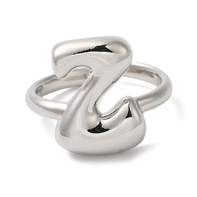 Initials Brass Open Cuff Ring for Women RJEW-N046-02Z-P-1