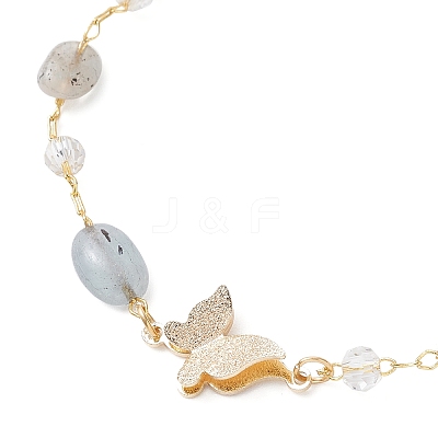 Handmade Glass & Natural Morganite Nuggets Beads Necklaces BJEW-JB12461-01-1