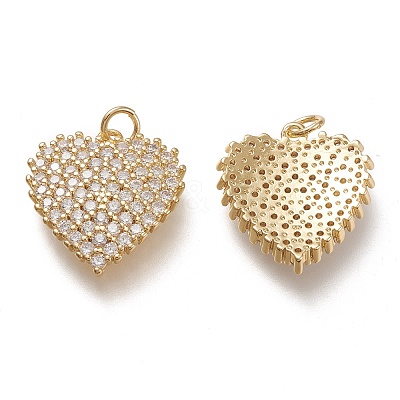 Brass Micro Pave Cubic Zirconia Pendants X-ZIRC-F116-06-G-1