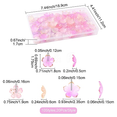 200Pcs 10 Styles Mixed Styles Acrylic Bead Caps OACR-FS0002-51B-1