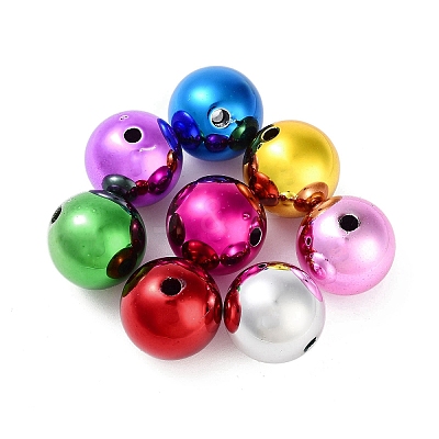 UV Plating Rainbow Iridescent Acrylic Beads X-OACR-F009-02-1