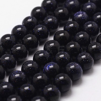 Synthetic Blue Goldstone Beads Strands G-D840-81-8mm-1