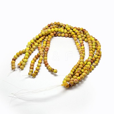 Round Natural Imperial Jasper Beads G-I122-6mm-02-1