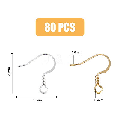 80Pcs 2 Colors Brass Earring Hooks KK-DC0002-21-1