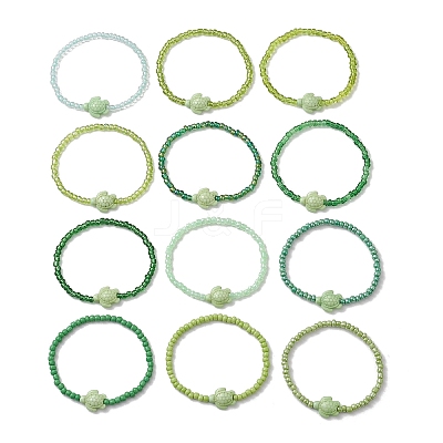 12Pcs Dyed Synthetic Turtle Bracelets BJEW-JB13502-02-1