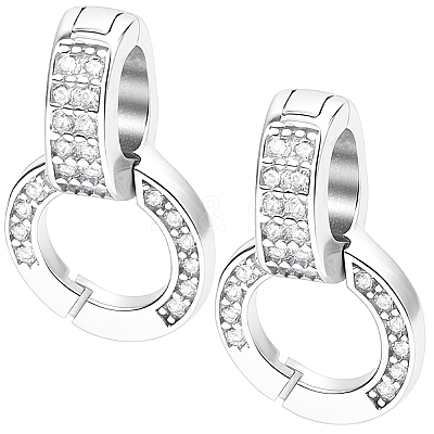 2Pcs Rack Plating 925 Sterling Silver Micro Pave Clear Cubic Zirconia Enhancer Shortener Bails STER-BBC0009-35-1