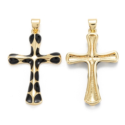 Brass Enamel Pendants KK-M220-06G-B-1