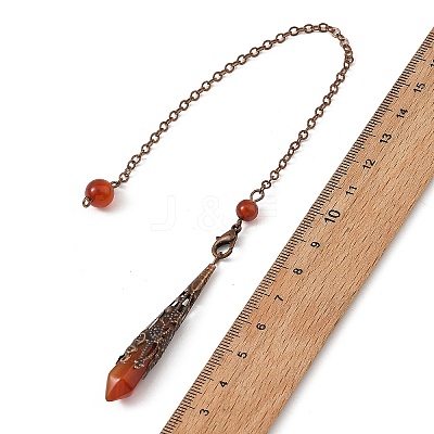 Natural Carnelian & Quartz Crystal & Amethyst & Tiger Eye & Lapis Lazuli Cone Point Dowsing Pendulums HJEW-JM04998-1