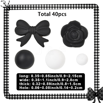 40Pcs 5 Styles Food Grade Eco-Friendly Silicone Focal Beads SIL-YW0002-47-1
