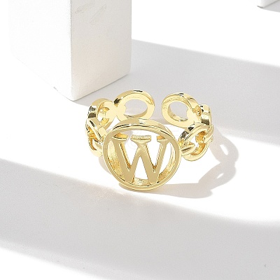 Brass Open Cuff Rings for Women RJEW-K289-01G-W-1