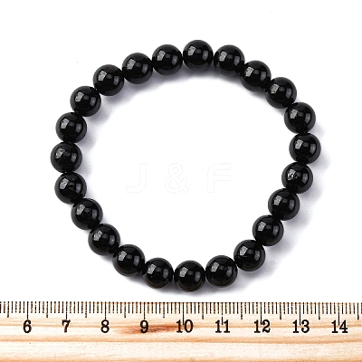 Natural Tourmaline Round Beaded Stretch Bracelets for Men Women BJEW-G743-01A-1