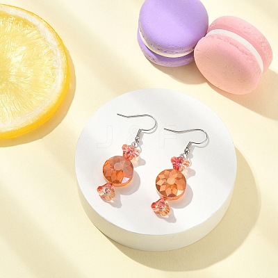 Glass Candy Dangle Earrings EJEW-TA00246-1