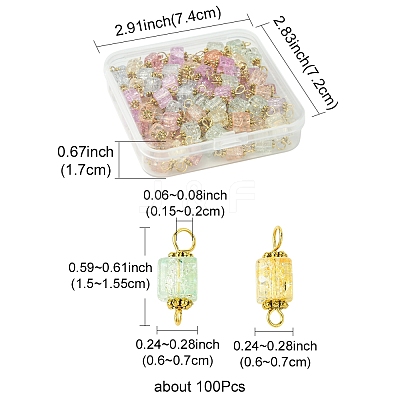 100Pcs Glass Connector Charms PALLOY-FZ00018-1