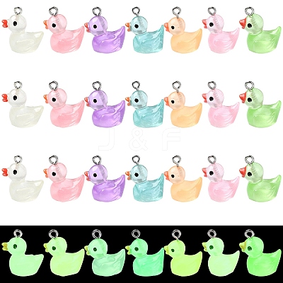 21Pcs 7 Styles Luminous Transparent Resin Pendants RESI-YW0001-82-1