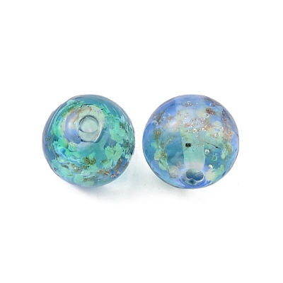 Handmade Gold Sand Lampwork Beads LAMP-WH0001-10C-1