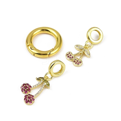 Brass Micro Pave Cubic Zirconia Spring Gate Rings KK-M322-07G-1