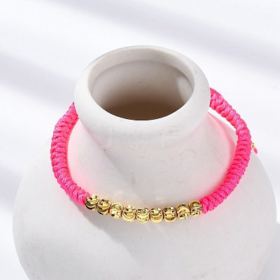 Polyester Cord Braided Bead Bracelets for Women BJEW-L698-01G-09-1