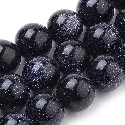 Synthetic Blue Goldstone Beads Strands G-S259-41-8mm-1