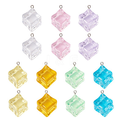 14Pcs 7 Colors Transparent Acrylic Pendants TACR-TA0001-78-1