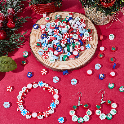 200Pcs 10 Styles Christmas Theme Handmade Polymer Clay Beads CLAY-SC0002-54-1