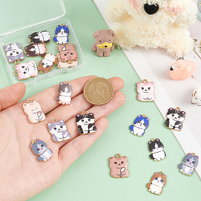 20Pcs 10 Styles Printed Alloy Pendants FIND-PH0021-07-1