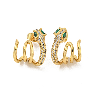 Brass Pave Cubic Zirconia Clip-on Earrings EJEW-N054-47G-1