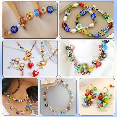 Handmade Millefiori Glass Bead Strands LAMP-LT0001-09B-1
