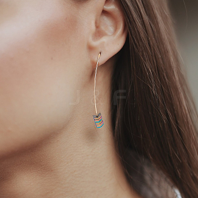 7 Pairs 7 Colors Synthetic Hematite Arrow Dangle Earrings EJEW-AN0001-43-1