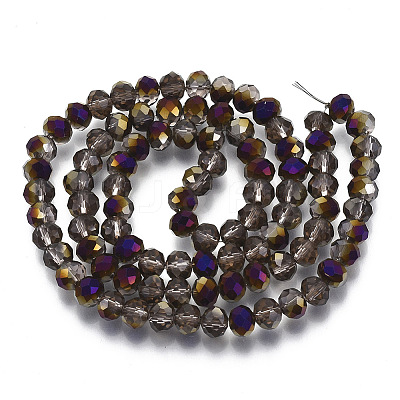 Electroplate Transparent Glass Beads Strands EGLA-A034-T8mm-F23-1