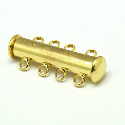 4-Strands 8-Holes Tube Brass Magnetic Slide Lock Clasps KK-D474-G-NF-1
