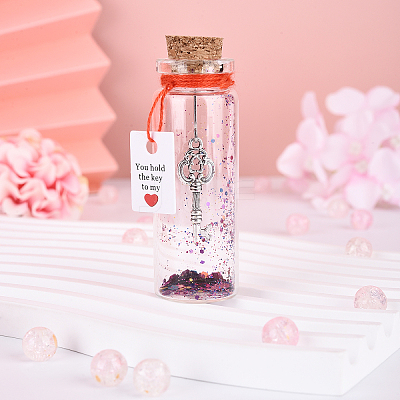Transparent Glass Wishing Bottle Decoration AJEW-YWC0005-02-1