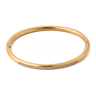 304 Stainless Steel Micro Pave Cubic Zirconia Hinged Bangles for Women BJEW-D408-30G-1