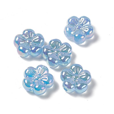 UV Plating Rainbow Iridescent Acrylic Flower Beads PACR-M003-10-1