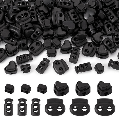 100Pcs 4 Styles Plastic Cord Locks FIND-TA0010-22-1