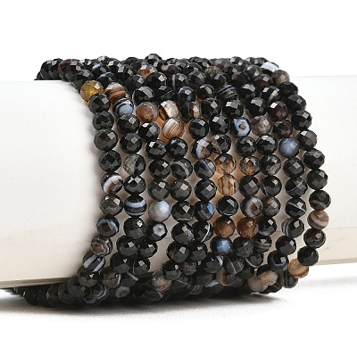 Natural Dyed & Heated Black Agate Beads Strands G-RM250101-C18-1