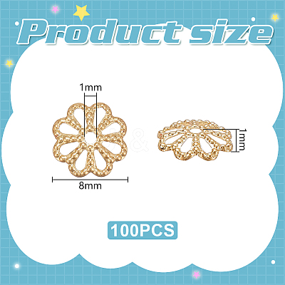 100Pcs Long-Lasting Plated Brass Fancy Bead Caps KK-UN0006-18-1