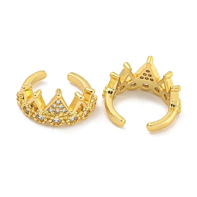 Brass Micro Pave Clear Cubic Zirconia Cuff Earrings EJEW-C104-113G-1