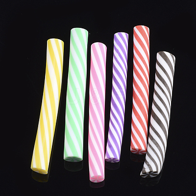 Handmade Twisted Candy Stripe Polymer Clay Canes CLAY-S091-02-1
