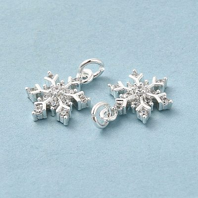 Rack Plating Brass Micro Pave Cubic Zirconia Charms KK-E081-15S-1