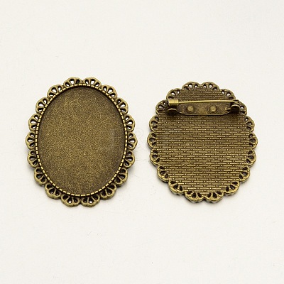 Vintage Alloy Brooch Cabochon Bezel Settings PALLOY-N0085-29AB-NF-1