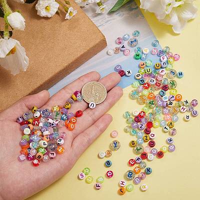 1000Pcs 10 Style Transparent Frosted Acrylic Beads OACR-SZ0001-13-1