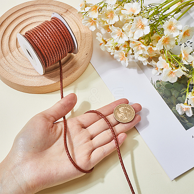 1 Roll 10M Round Braided Cowhide Cords WL-SC0001-03B-1