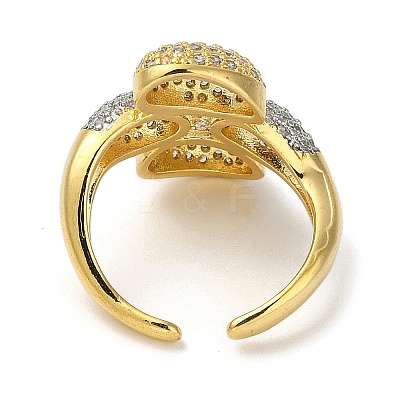 Rack Plating Brass Micro Pave Cubic Zirconia Cuff Finger Rings for Women RJEW-C114-16I-G-1