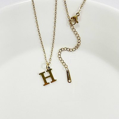 304 Stainless Steel Letter Pendant Necklaces NJEW-WH0027-26H-G-1