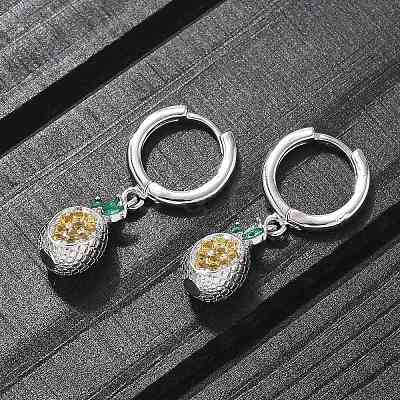 Brass Cubic Zirconia Hoop Earrings EJEW-Q015-02P-1